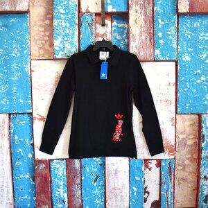 Men's Adidas GAlllERY Rugby Long Sleeve Polo Rugby Shirts XSMALL Black NEW